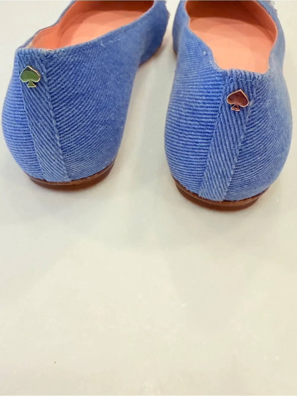 Kate Spade New York Nelly Flats Washed Denim Metallic Silver Sz 8.5 NIB